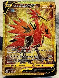 Galarian Zapdos V 182/172 Gold Secret Rare Pokemon TCG SWSH Brilliant Stars Holo - Image 1