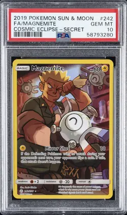 2019 POKEMON SUN & MOON COSMIC ECLIPSE SECRET #242 FULL ART/MAGNEMITE PSA 10 - Image 1