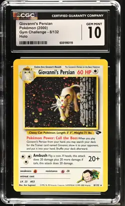 2000 Pokemon Gym Challenge Giovanni's Persian Holo CGC 10 #8/132 - Image 1