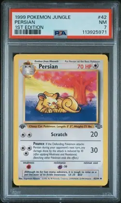 -POKEMON CARD 1999 PSA 7 MINT JUNGLE SET 1ST EDITION #42 Persian - Image 1