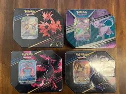 Pokemon TCG Crown Zenith Galar Birds Tins Articuno Zapdos Moltres Espeon set 4 - Image 1