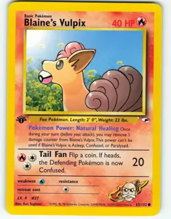 Blaine's Vulpix - 1st Edition - 65/132 Gym Heroes - Pokemon TCG - 2000 - Image 1