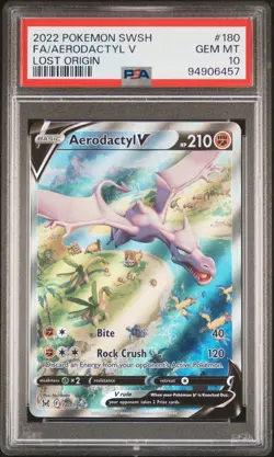 2022 Pokemon Sword & Shield Lost Origin - Aerodactyl V PSA 10 Gem Mint - Image 1