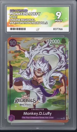 Monkey.D.Luffy Online Regional 2024 Vol. 2 Participant P-041 One Piece NM Ace 9 - Image 1