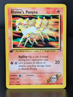 BLAINES PONYTA 63/132 2000 GYM HEROES SET POKEMON CARD 1st EDITION - Image 1