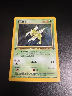 Pokemon Scyther Jungle 10/64 1st Edition Holo 1999 WOTC TCG Card - MP - Image 3