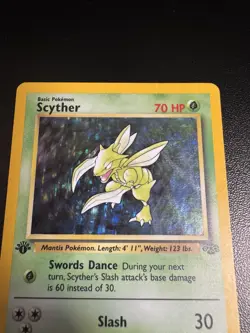 Pokemon Scyther Jungle 10/64 1st Edition Holo 1999 WOTC TCG Card - MP - Image 4