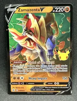 (NM/MInt) Zamazenta V 018/025 25th Anniversary Celebrations - Pokemon Card - Image 1
