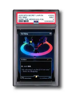 2025 MTG SECRET LAIR SONIC THE HEDGEHOG BORDERLESS FOIL 2093 SOL RING PSA 9 MINT - Image 1