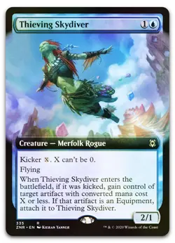 Thieving Skydiver (Extended Art) #335 (Foil) (LP) Zendikar Rising ZNR Magic MTG - Image 1