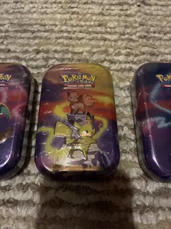 3 Pokemon Kanto Powers Mini Tins Sealed Dragonite Mew and Picachu Lot Of 3 - Image 3