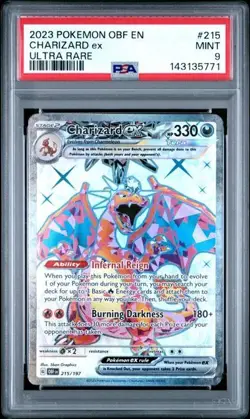 2023 POKEMON OBF EN-OBSIDIAN FLAMES ULTRA RARE #215 CHARIZARD EX PSA 9 - Image 1