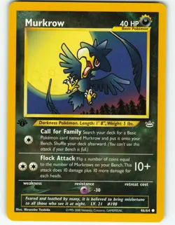 Murkrow - 1st Edition - 46/64 Neo Revelation - Pokemon TCG - 2001 - Image 1