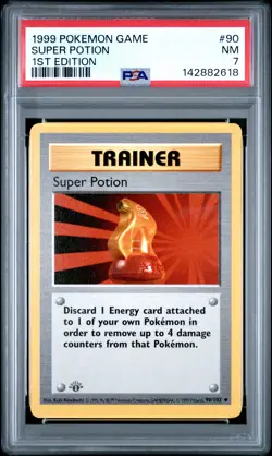 1999 POKEMON BASE SET 1ST EDITION #90 SUPER POTION PSA 7 - Image 1