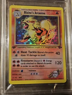 Pokemon Blaine's Arcanine Gym Challenge 2000 1st Edition Holo PSA 8 1/132 RARE - Image 2
