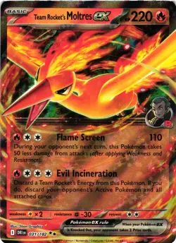 Pokemon TCG Team Rocket's Moltres ex 031/182 Sv10: Destined Rivals Holo NM - Image 1