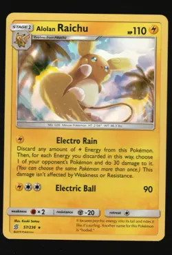 Pokemon Alolan Raichu SM - Unified Minds #57/236 NM - Image 1
