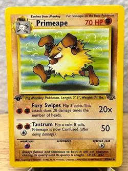 Jungle Primeape 43/64 Uncommon Pokemon 1st Edition MP - Image 1