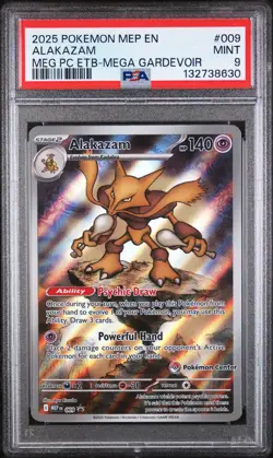 Alakazam PSA 9 2025 Pokemon Center Black Star Promo #009 - Image 1