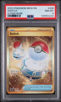 Pokemon TCG Switch 206/165 Scarlet & Violet 151 Hyper Rare PSA 8 - Image 1