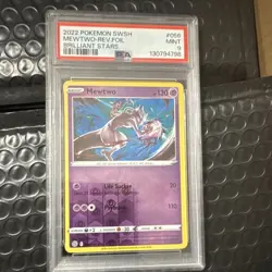 Pokemon TCG Mewtwo 056/172 Swsh09: Brilliant Stars Rare Reverse Holo PSA 9 - Image 1