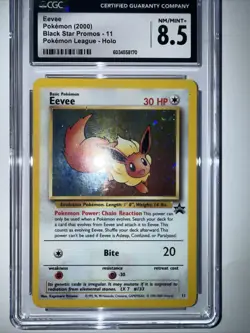 2000 POKEMON BLACK STAR PROMO POKEMON LEAGUE #11 EEVEE HOLO CGC 8.5 - Image 3