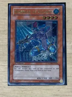 Yugioh “Atlantis Warrior” FOTB-EN016 1st Edition Ultimate Rare MP - Image 1
