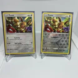 Pokemon Eevee 48/68 Hidden Fates Holo PLUS Reverse Holo 2 card Lot - Image 1