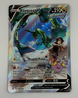 Pokemon Rayquaza v Evolving Skies Holo Card 194/203 Ultra Rare Full Art Alt Art - Image 1