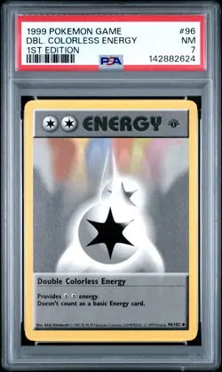 1999 POKEMON BASE SET 1ST EDITION #96 DOUBLE COLORLESS ENERGY PSA 7 - Image 1
