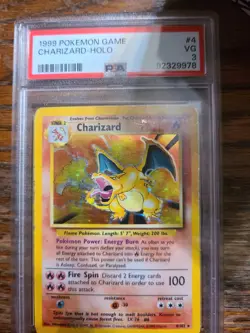 1999 Pokemon Charizard Holo #4 Base Set PSA 3 vintage WOTC - Image 1