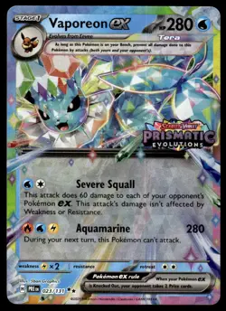 Pokemon TCG Prismatic Evolutions (Stamped) #023/131 Vaporeon ex NM - Image 1