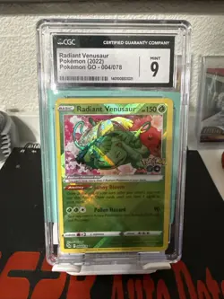 Pokemon Radiant Venusaur 004/078 Pokemon Go Half Art Holo Rare CGC 9 - Image 1
