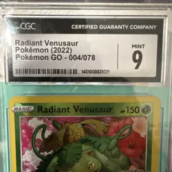 Pokemon Radiant Venusaur 004/078 Pokemon Go Half Art Holo Rare CGC 9 - Image 2
