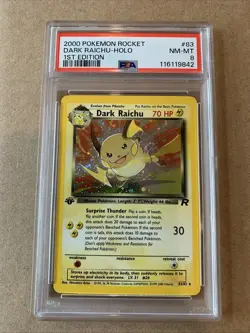 Pokemon Dark Raichu Team Rocket 1st Edition Holo Secret Rare #83 PSA 8 - Image 1