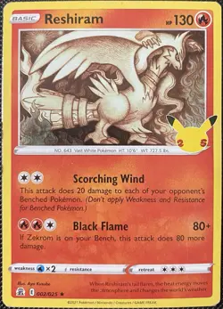 Reshiram 002/025 Celebrations Holo - Pokemon Card - Image 1