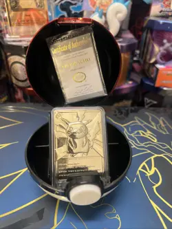 Pokemon™ Special Edition 23 karat Gold-Plated Trading Card #25 PIKACHU w/ball - Image 2