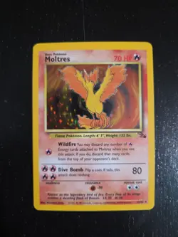 Pokemon Moltres TCG Fossil Card 12/62 Unlimited Holo Rare HP-MP Condition - Image 1