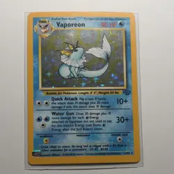 Pokemon Vaporeon Jungle Holo Rare 80 HP Card 12/64 English 1999 Stage 1 - Image 1