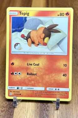 Tepig 31/236 Non Holo Common Sun & Moon Cosmic Eclipse Pokemon Card NM - Image 1