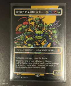 MTG Borderless Surge Foil Heroes in a Half Shell (0096) NM-/EX+ Commander: TMNT - Image 1