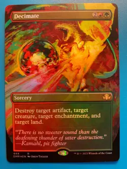 MTG 1x FOIL BORDERLESS Decimate # 444 Dominaria Remastered Magic Gathering x1 NM - Image 1