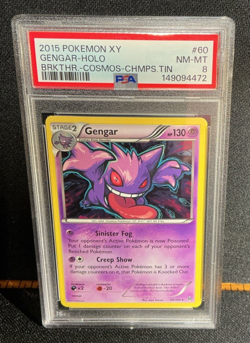 2015 POKEMON XY BREAKTHROUGH COSMOS-CHAMPIONS TIN #60 GENGAR-HOLO PSA 8 - Image 1