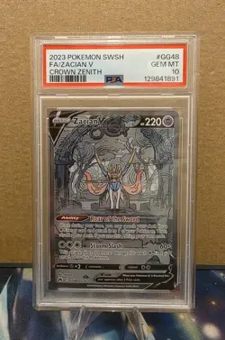 2023 POKEMON SWORD & SHIELD CROWN ZENITH #GG48 FULL ART/ZACIAN V PSA 10 - Image 1