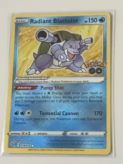 Pokemon TCG Radiant Blastoise Holo Card 018/078 Pokemon Go - Image 1