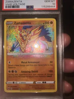 Pokemon TCG Zamazenta Holo Card Vivid Voltage 102/185 PSA 10 - Image 1
