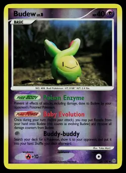 Pokemon Card - Budew Stormfront 33/100 Uncommon Reverse Holo - Image 1