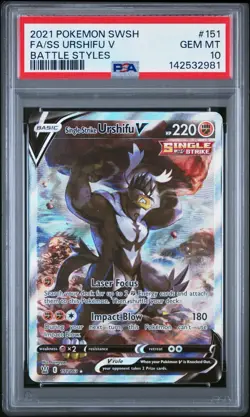 Pokemon Single Strike Urshifu V (Alternate Full Art) 151/163 PSA 10 - Image 1