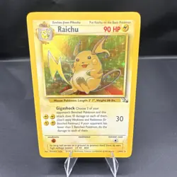 Pokemon TCG Raichu Fossil Holo Rare Unlimited 14/62 English 1999 Mitsuhiro Arita - Image 1