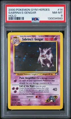 2000 POKEMON GYM HEROES HOLO #14 SABRINA'S GENGAR PSA 8 - Image 1